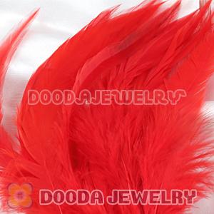 Red Short Solid Rooster Feather Hair Extensions Wholesale