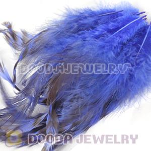 Natural Striped Royal Blue Grizzly Rooster Feather Hair Extensions Wholesale