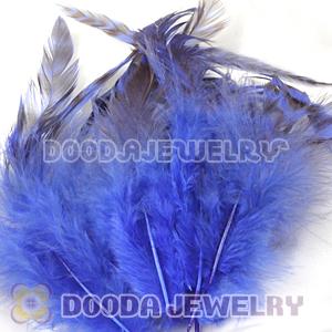 Natural Striped Royal Blue Grizzly Rooster Feather Hair Extensions Wholesale