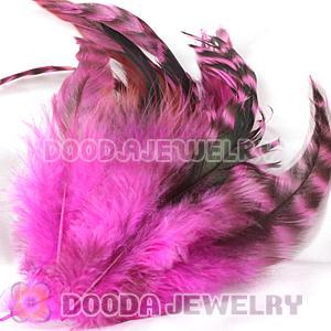 Natural Striped Magenta Grizzly Rooster Feather Hair Extensions Wholesale