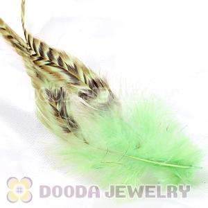 Natural Striped Green Grizzly Rooster Feather Hair Extensions Wholesale