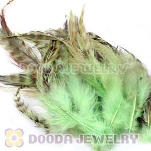 Natural Striped Green Grizzly Rooster Feather Hair Extensions Wholesale
