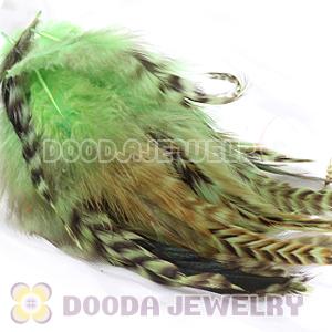 Natural Striped Green Grizzly Rooster Feather Hair Extensions Wholesale