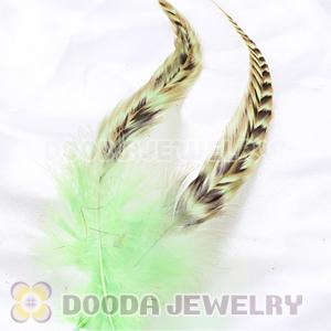 Natural Striped Green Grizzly Rooster Feather Hair Extensions Wholesale