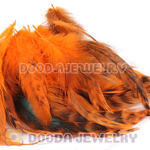 Natural Striped Orange Grizzly Rooster Feather Hair Extensions Wholesale