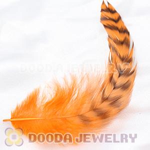 Natural Striped Orange Grizzly Rooster Feather Hair Extensions Wholesale