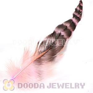 Natural Striped Pink Grizzly Rooster Feather Hair Extensions Wholesale