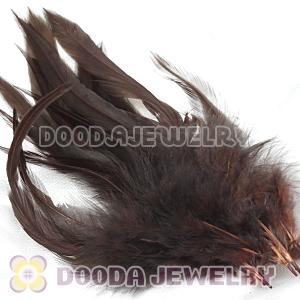 Natural Short Brown Grizzly Rooster Feather Hair Extensions Wholesale