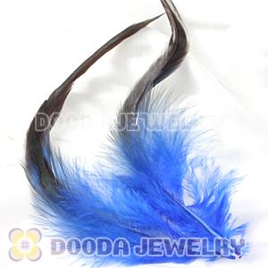 Natural Short Navy Grizzly Rooster Feather Hair Extensions Wholesale
