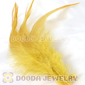 Natural Short Yellow Grizzly Rooster Feather Hair Extensions Wholesale
