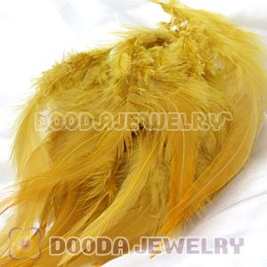 Natural Short Yellow Grizzly Rooster Feather Hair Extensions Wholesale