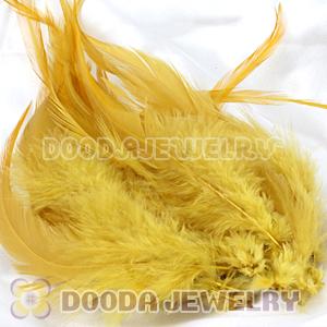Natural Short Yellow Grizzly Rooster Feather Hair Extensions Wholesale