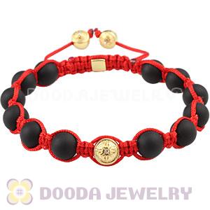 Black Onyx Men Macrame Bracelet With Gold Plated Silver Stone Bead