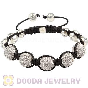 Sterling Silver Disco Ball Bead Macrame Bracelet With Silver Bead