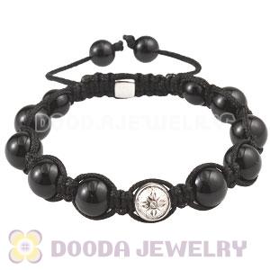 Black Agate Macrame Bracelet With Sterling Silver Bead