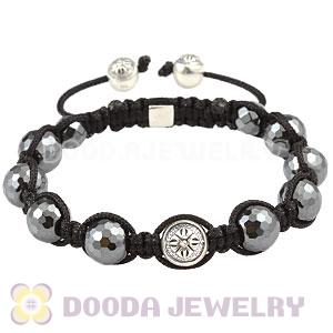 Faceted Hematite Macrame Bracelet With Sterling Silver Bead