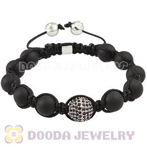 Black Onyx Macrame Bracelet With Sterling Silver Pave Crystal Ball Bead