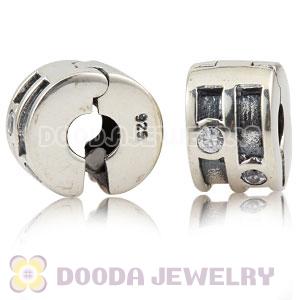 European Style 925 Silver Clip Beads with CZ Stone