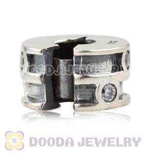 European Style 925 Silver Clip Beads with CZ Stone