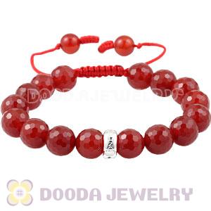 Handmade Style Tscharm Charm Bracelet Faceted Red Agate and Sterling Silver Beads