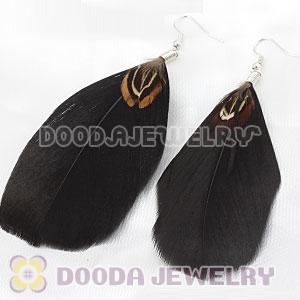 Fashion BOHO Black Feather Earrings With Alloy Fishhook Wholesale