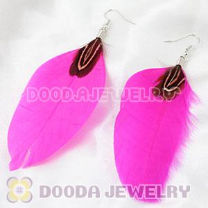 Fashion BOHO Pink Feather Earrings With Alloy Fishhook Wholesale