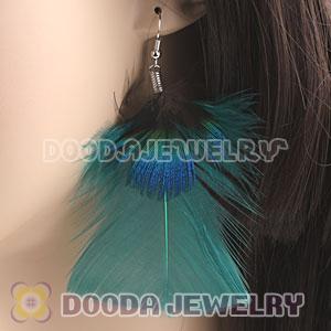 Fashion Bohemian Teal Feather Earrings With Alloy Fishhook Wholesale