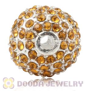 12mm Handmade Alloy Beads With White Crystal Wholesale