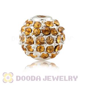 8mm Handmade Alloy Beads With Yellow Crystal Wholesale