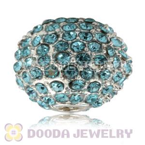 12mm Handmade Alloy Beads With Cyan Crystal Wholesale