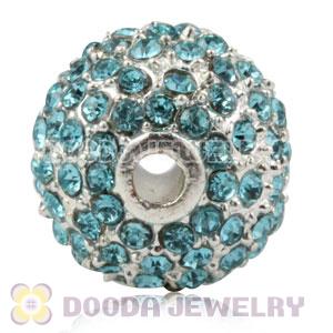12mm Handmade Alloy Beads With Cyan Crystal Wholesale