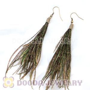 Fashion Fringe Peacock Feather Earrings With Alloy Fishhook Wholesale