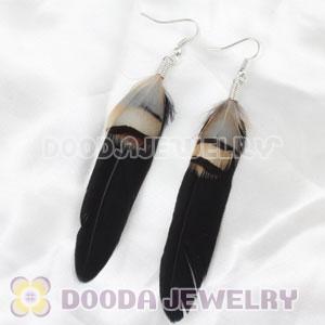 Cheap Black And Grizzly Feather Earrings Wholesale