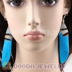 Cheap Blue And Grizzly Feather Earrings Wholesale