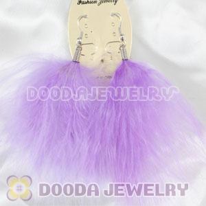 Wholesale Cheap Purple Fluffy Feather Earrings 