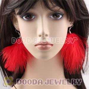 Wholesale Cheap Red Fluffy Feather Earrings 
