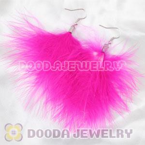 Wholesale Cheap Magenta Fluffy Feather Earrings 