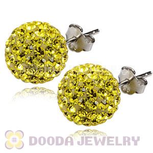 10mm Sterling Silver Yellow Czech Crystal Stud Earrings Wholesale