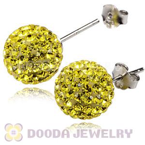 10mm Sterling Silver Yellow Czech Crystal Stud Earrings Wholesale