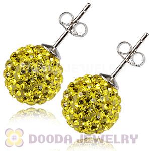 10mm Sterling Silver Yellow Czech Crystal Stud Earrings Wholesale