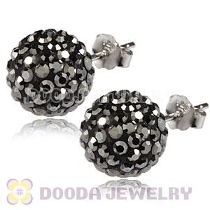 10mm Sterling Silver Grey Czech Crystal Ball Stud Earrings Wholesale