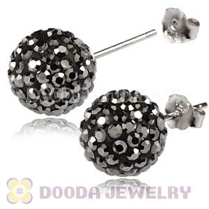 10mm Sterling Silver Grey Czech Crystal Ball Stud Earrings Wholesale