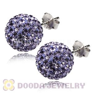 10mm Sterling Silver Purple Czech Crystal Stud Earrings Wholesale