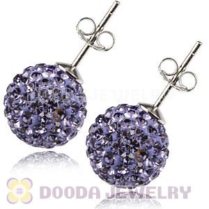 10mm Sterling Silver Purple Czech Crystal Stud Earrings Wholesale