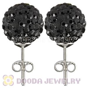 10mm Sterling Silver Black Czech Crystal Stud Earrings Wholesale