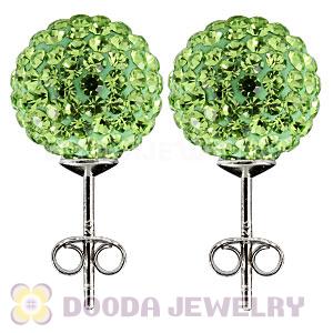 10mm Sterling Silver Green Czech Crystal Stud Earrings Wholesale