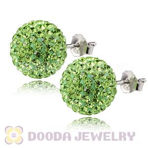 10mm Sterling Silver Green Czech Crystal Stud Earrings Wholesale