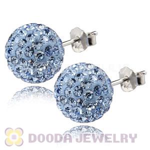 10mm Sterling Silver Blue Czech Crystal Stud Earrings Wholesale