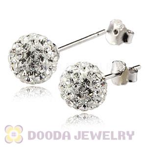 8mm Sterling Silver White Czech Crystal Ball Stud Earrings Wholesale