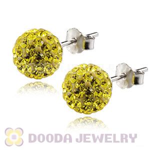 8mm Sterling Silver Yellow Czech Crystal Ball Stud Earrings Wholesale